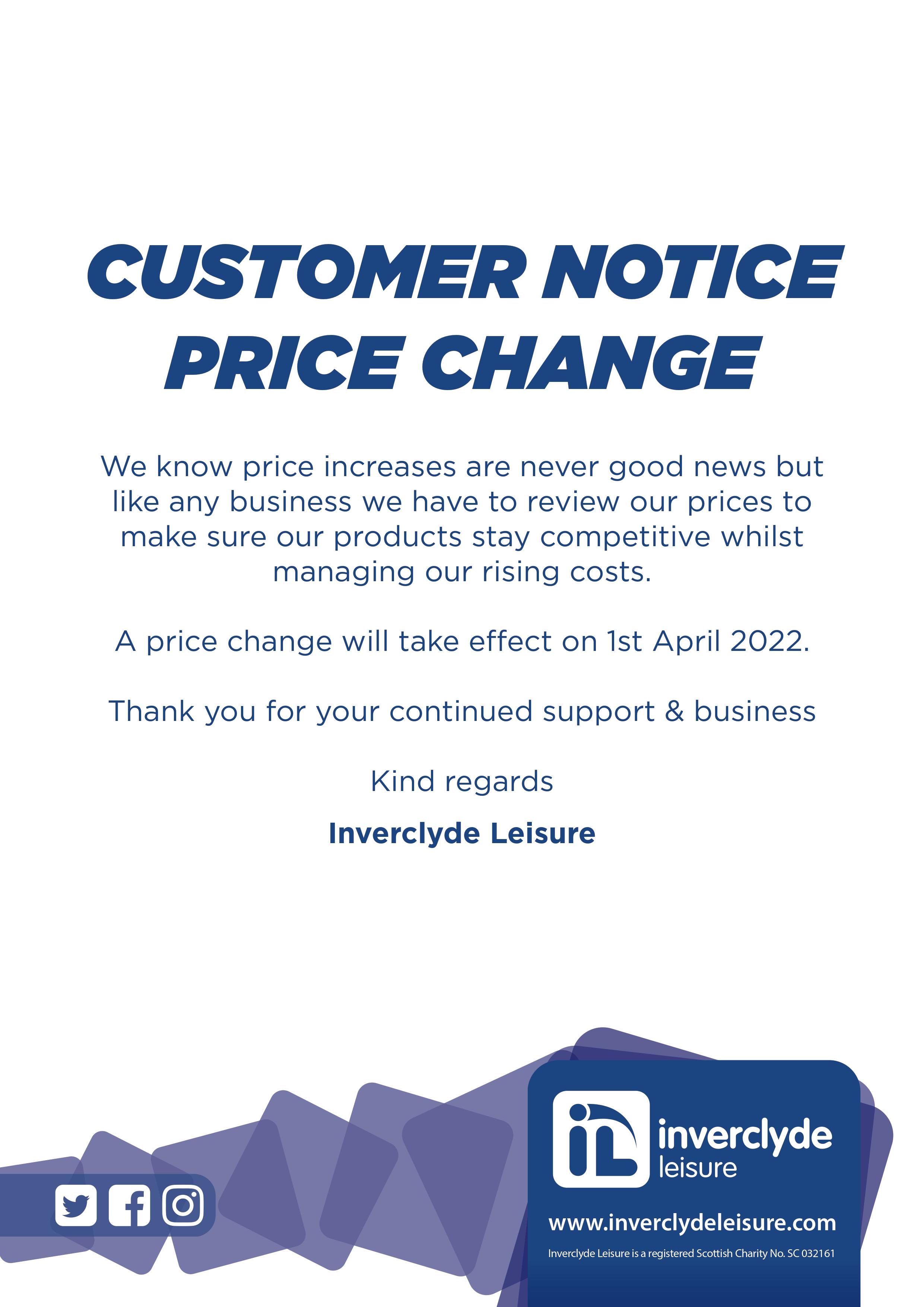 Customer Notice Price Increase